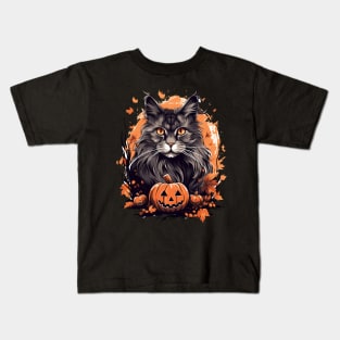 Maine Coon Cat Halloween, Cat Lover Kids T-Shirt